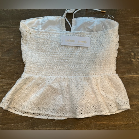 NWT Bishop + Young Aries Eyelet Strapless Halter Top in White - Picture 5 of 12